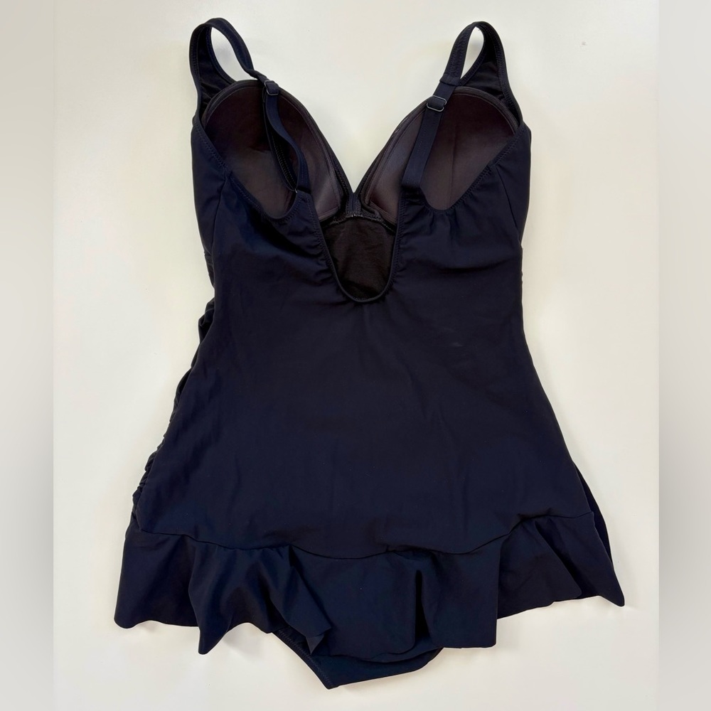 Profile By Gottex Black Ruffle Swimsuit One-Piece Slimming Classic 14D - Picture 5 of 8